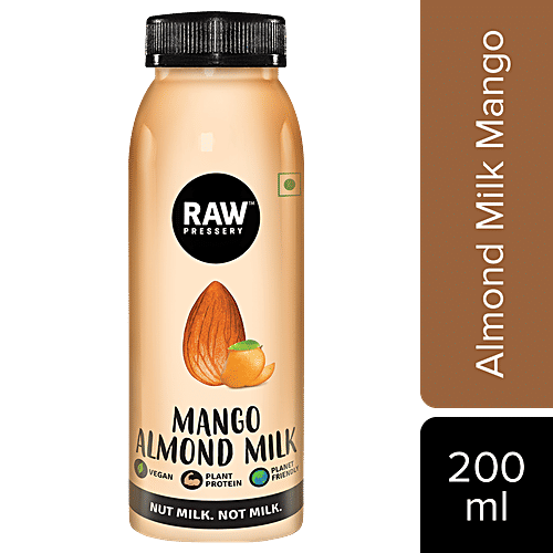 Raw Pressery Mango Almond Milk -  Lactose Free, Dairy-Free, Vegan, 200 ml  