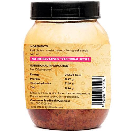 Delight Foods Andhra Special Red Chilli Pickle, 250 g  