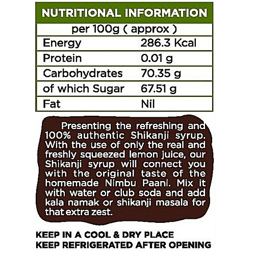 Delight Foods Shikanji Syrup, 750 ml  