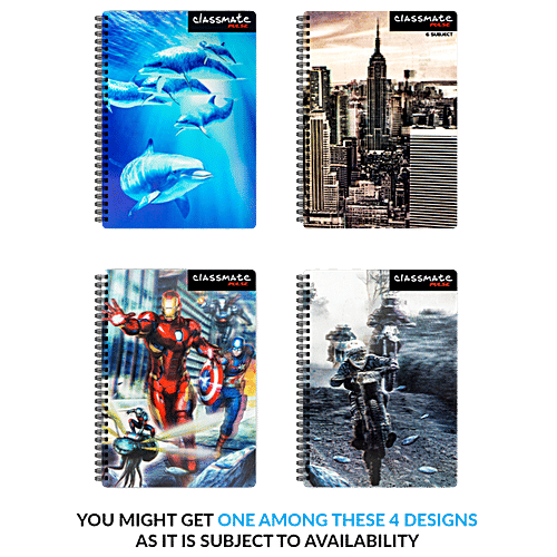 Classmate Ruled Notebook - 6 Subject, Assorted Colour, 1 pc  