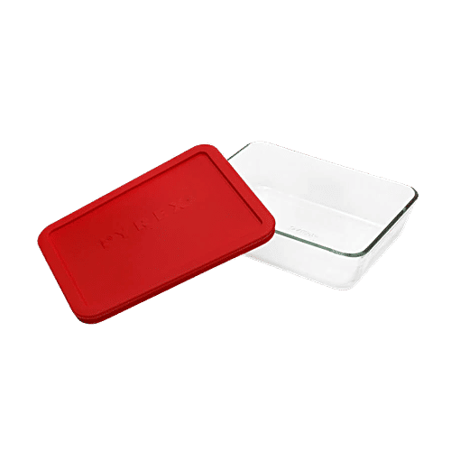 Pyrex Borosilicate Glass Baking Rectangular Storage With Red Lid 6 Cup, 1.42 L  Microwave Safe
