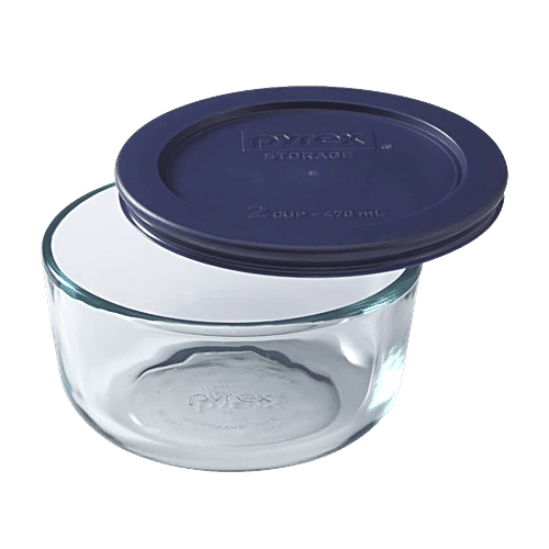 Buy Pyrex Borosilicate Glass Baking Round Storage With Blue Lid Online