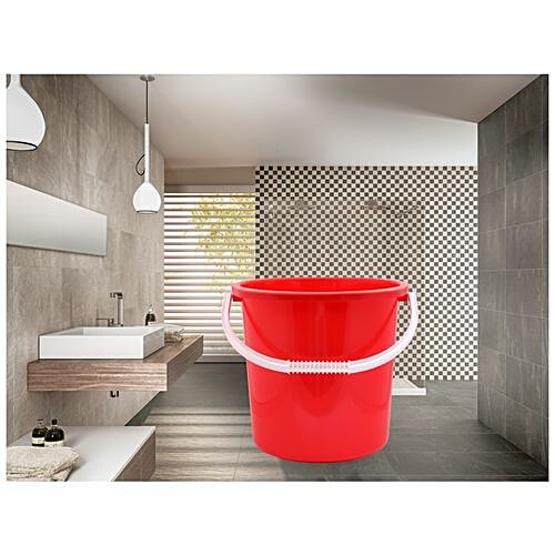 bb home Premium Plastic Bucket - Sturdy & Durable, Red, 16 L (1 pc) High Quality Plastic