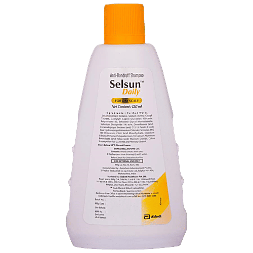 Selsun Daily Selsun Daily Anti Dandruff Shampoo, Clears Away Dandruff Flakes, Relieves from Dandruff Related Itching, Conditions Hair 120ml, 120ml  