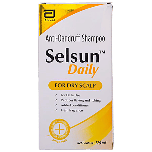 Selsun Daily Selsun Daily Anti Dandruff Shampoo, Clears Away Dandruff Flakes, Relieves from Dandruff Related Itching, Conditions Hair 120ml, 120ml  