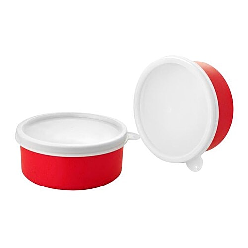 Vinayak Microwave Safe Stainless Steel Bowl Set - Red, 450 ml Set of 2 