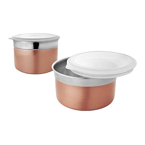 Vinayak Stainless Steel Canister/Container Set With Lid - Airtight, For Storing Biscuits, Dry Fruits, 900 ml (Set of 2)