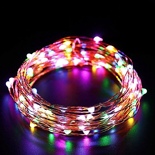 Lexton LED Decoration Light With Adapter For Home Decor - Multicolour, Copper String, 5 M, Festive, 1 pc Christmas, Party, Patio Lawn