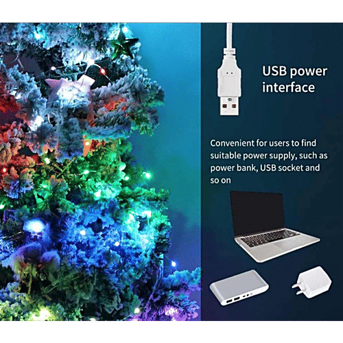 Lexton LED Decoration Light With Adapter For Home Decor - Multicolour, Copper String, 5 M, Festive, 1 pc Christmas, Party, Patio Lawn