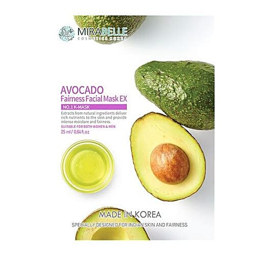 Mirabelle Avacado Fairness Facial Sheet Mask EX, 25 ml  