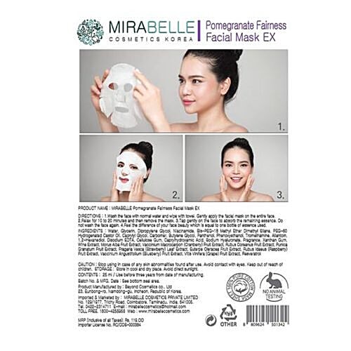 Mirabelle Pomegrante FairnessFacial Sheet Mask EX, 25 ml  