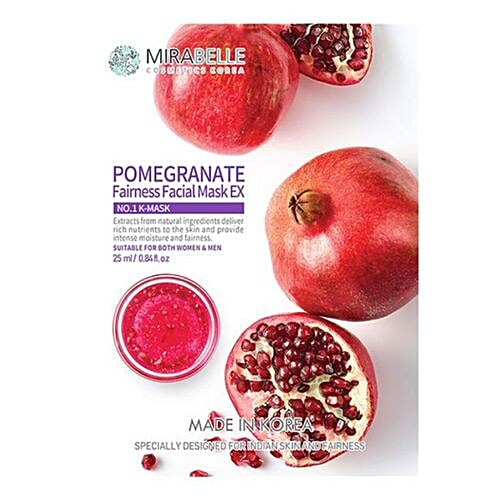 Mirabelle Pomegrante FairnessFacial Sheet Mask EX, 25 ml  