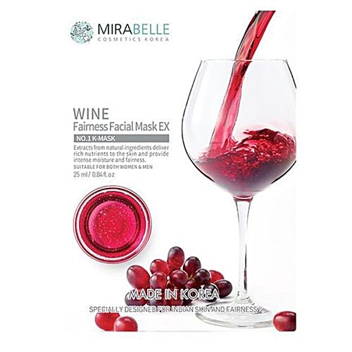 Mirabelle Wine Fairness Facial Sheet Mask EX, 25 ml  