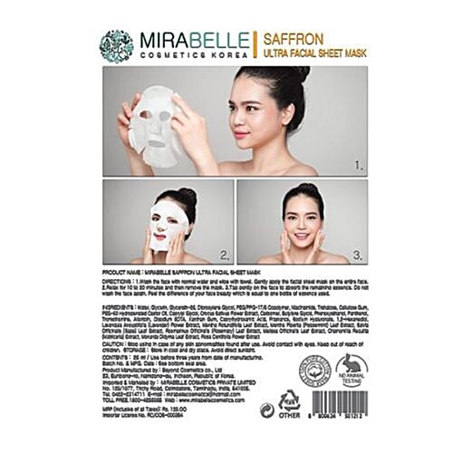 Mirabelle Saffron Ultra Facial Sheet Mask, 25 ml  