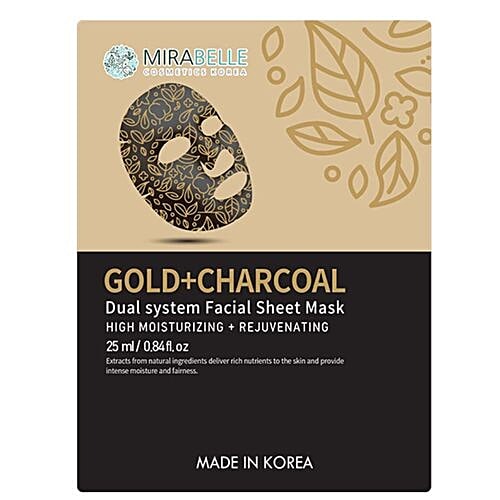 Mirabelle Gold + Charcoal Dual System Facial Sheet Mask, 25 ml  