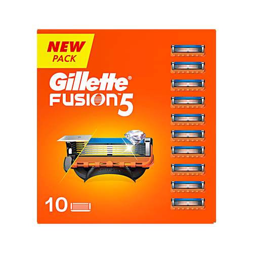 Gillette Fusion 5 Manual Shaving Blades for men  (Pack of 10 Cartridges), 10 pcs  5 Blade Shaving Technology, All Fusion Blades