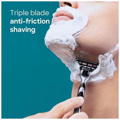 Gillette Mach 3 Bladed Shaving Razor & Handle - With Lubrication Strip, Protects Skin, 3 pcs  
