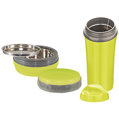 Asian Bite & Sip Flask And Lunch Box/Tiffin Box - Green Colour, 2 pcs  