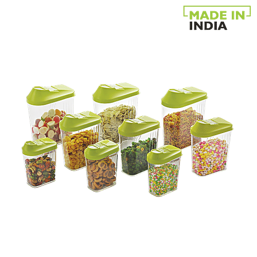 Buy Steelo Skippar Storage Container Green Lid Transparent, Plastic