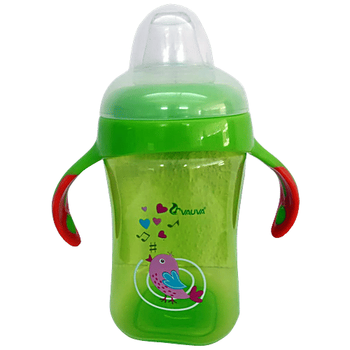 Vauva Soft Spout Cup With Handle - Assorted Colour, Orange/Green, 1 pc BPA Free