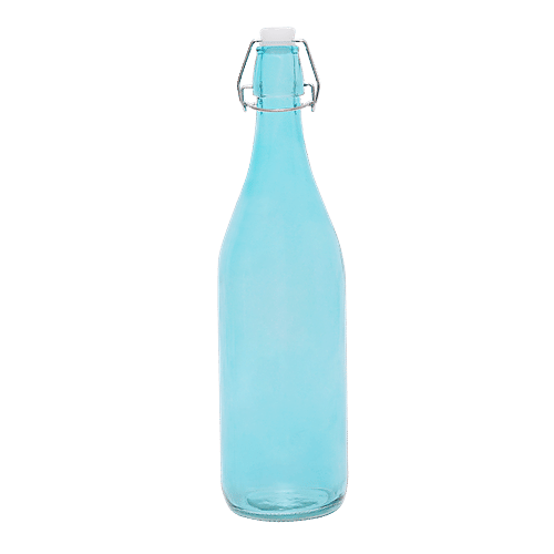 BB Home Glass Water Bottle With Round Base - Blue, BB1359, 1 L  