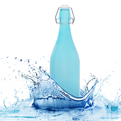 BB Home Glass Water Bottle With Round Base - Blue, BB1359, 1 L  