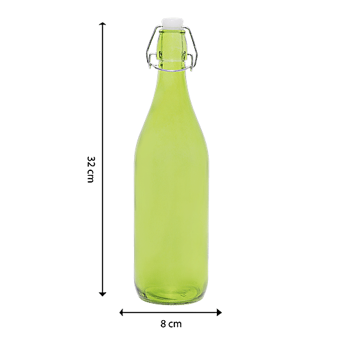 BB Home Glass Water Bottle With Round Base - Green, BB1359, 1 L  