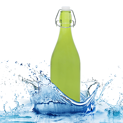 BB Home Glass Water Bottle With Round Base - Green, BB1359, 1 L  