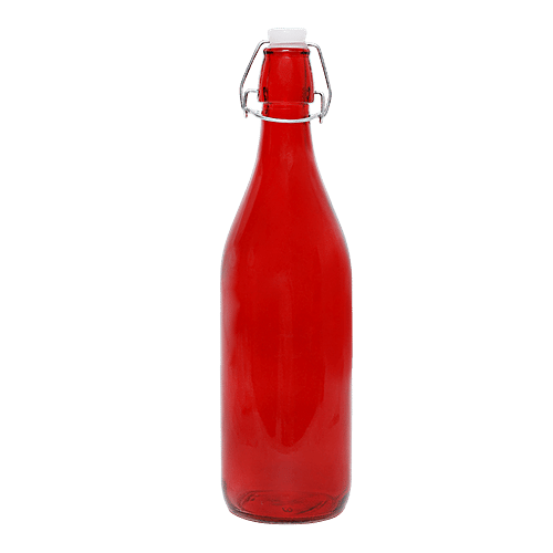 BB Home Glass Water Bottle With Round Base - Red, BB1359, 1 L  