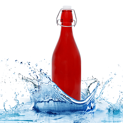 BB Home Glass Water Bottle With Round Base - Red, BB1359, 1 L  