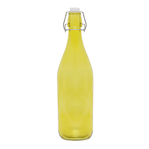 BB Home Glass Water Bottle With Round Base - Yellow, BB1359, 1 L  