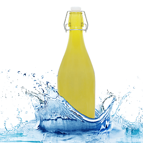 BB Home Glass Water Bottle With Round Base - Yellow, BB1359, 1 L  