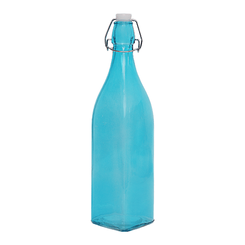 BB Home Glass Water Bottle With Square Base - Blue, BB 1360, 1 L  