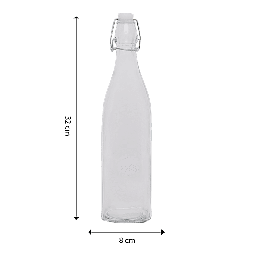 bb home Glass Water Bottle With Round Base - Transparent, 1 L  For Homebrews
