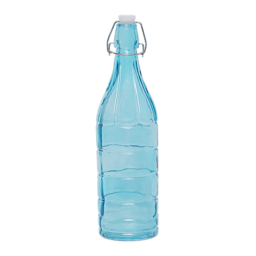 BB Home Glass Water Bottle With Round Base - Blue, BB1361, 1 L  