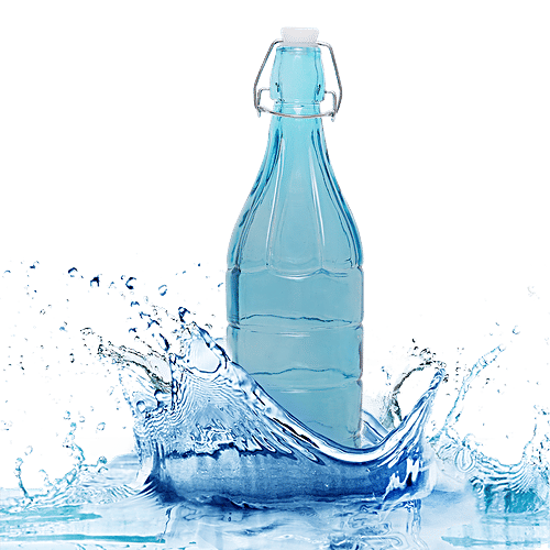 BB Home Glass Water Bottle With Round Base - Blue, BB1361, 1 L  