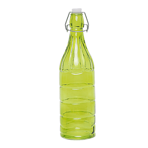 BB Home Glass Water Bottle With Round Base - Green, BB1361, 1 L  