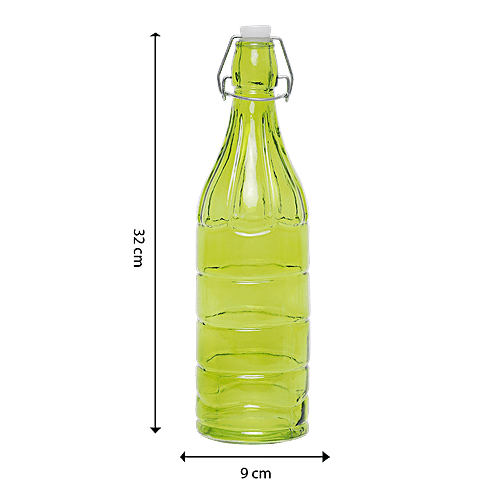 BB Home Glass Water Bottle With Round Base - Green, BB1361, 1 L  