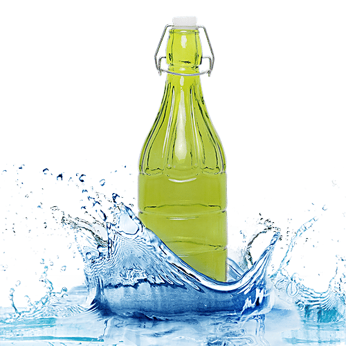 BB Home Glass Water Bottle With Round Base - Green, BB1361, 1 L  
