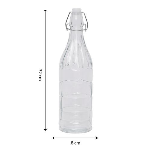 BB Home Glass Water Bottle With Round Base - Transparent, 1 L  For Homebrews