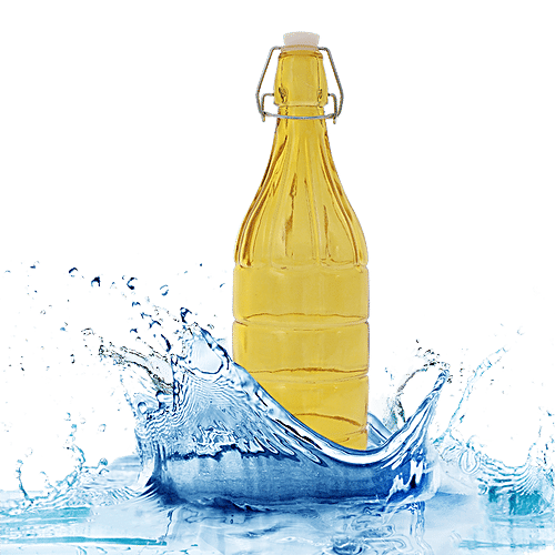 BB Home Glass Water Bottle With Round Base - Yellow, BB1361, 1 L  