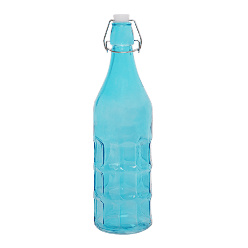 BB Home Glass Water Bottle With Round Base - Blue, BB1362, 1 L  