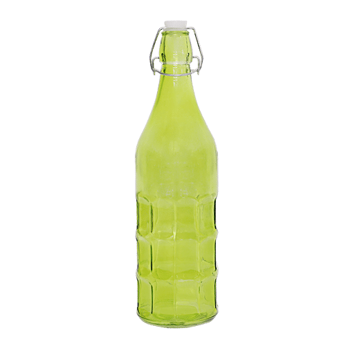 BB Home Glass Water Bottle With Round Base - Green, BB1362, 1 L  