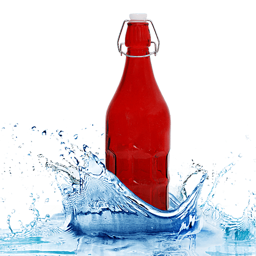 BB Home Glass Water Bottle With Round Base - Red, BB1362, 1 L  