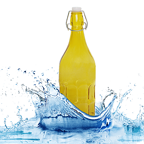 BB Home Glass Water Bottle With Round Base - Yellow, BB1362, 1 L  