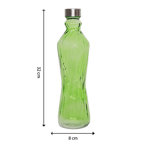 BB Home Glass Water Bottle With Round Base - Green, BB1363, 1 L  