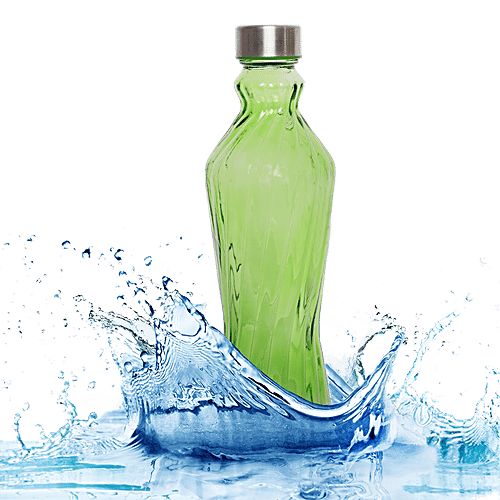 BB Home Glass Water Bottle With Round Base - Green, BB1363, 1 L  