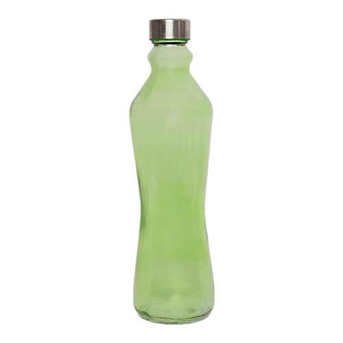 BB Home Glass Water Bottle With Round Base - Green, B1364, 1 L  