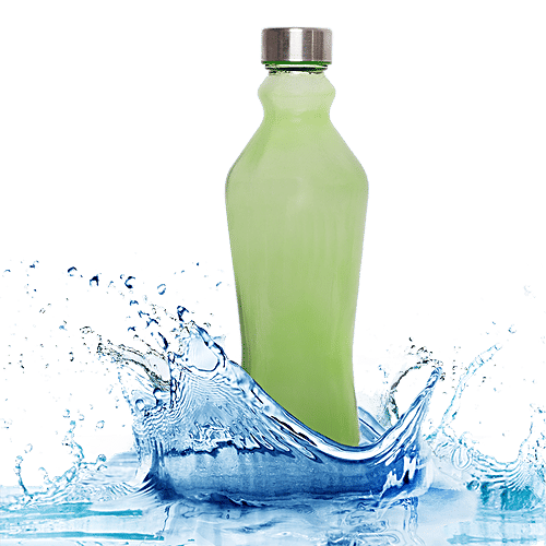 BB Home Glass Water Bottle With Round Base - Green, B1364, 1 L  