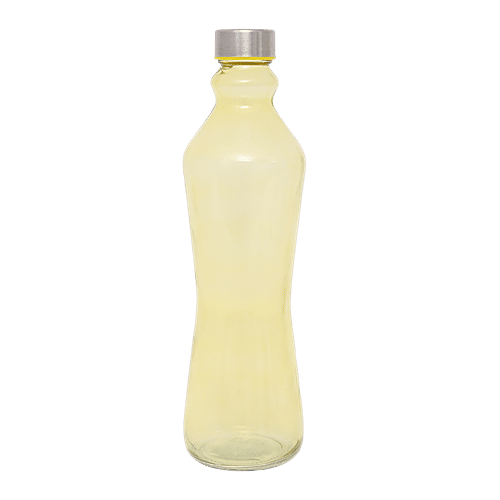 BB Home Glass Water Bottle With Round Base - Yellow, B1364, 1 L  